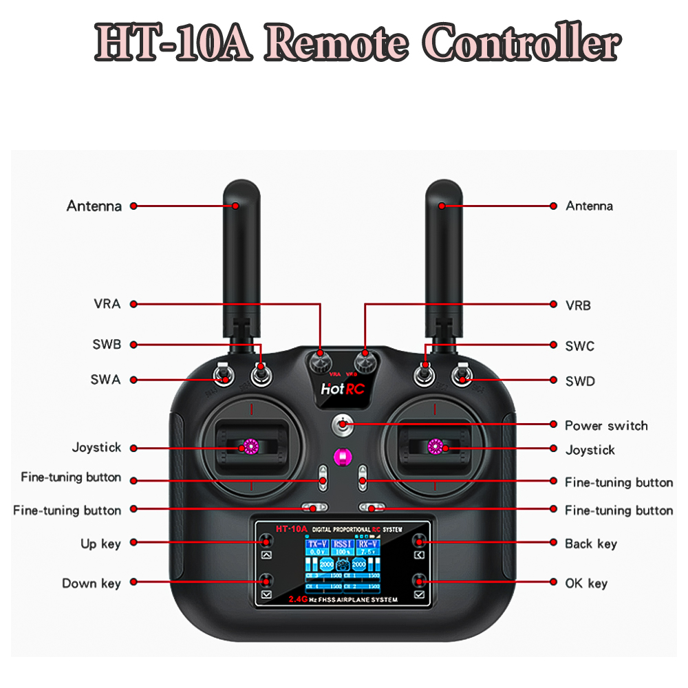 Hotrc HT-10A 2.4G 10CH Transmi - Drone And Car ulasan dan harga